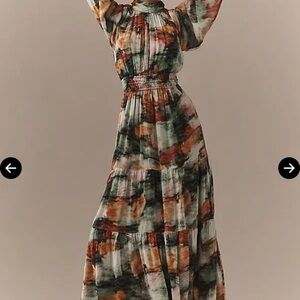 Anthropologie The Somerset Maxi Mock -Neck Chiffon Edition Dress Size XXS